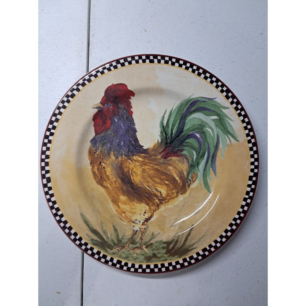 Sakura Chanticleer Rooster Salad Plates Set of 4 Sally Eckman Roberts‎ Stoneware